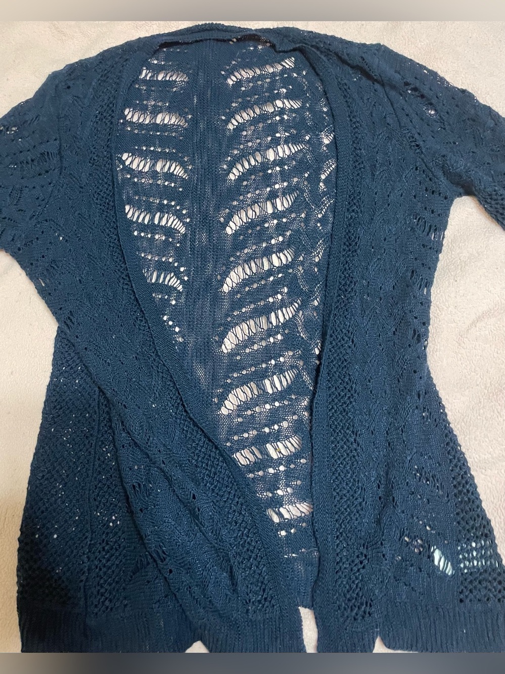 Open-Front Knit Cardigan Sweater - Deep Blue